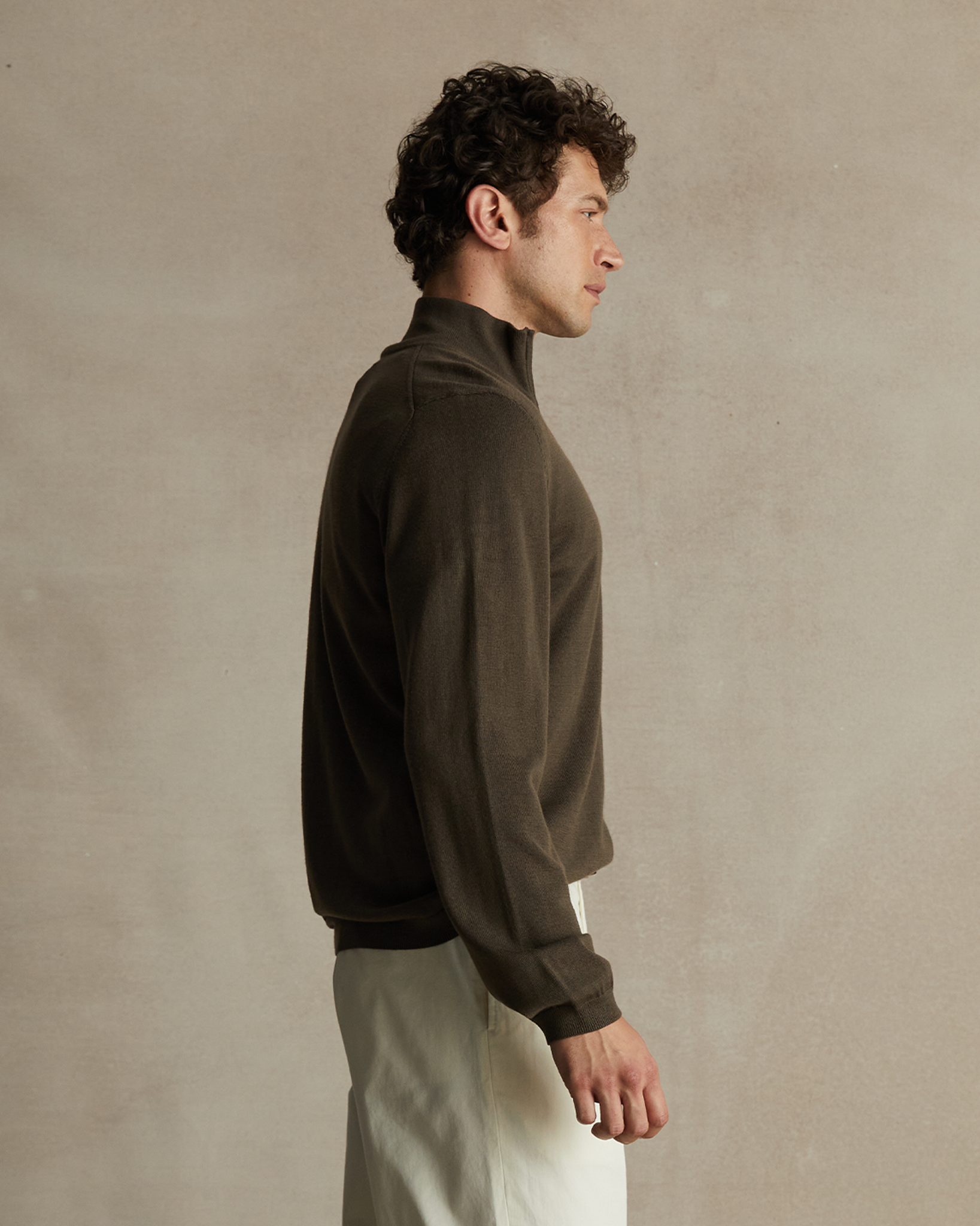 Merino Quarter Zip - Moss | P Johnson