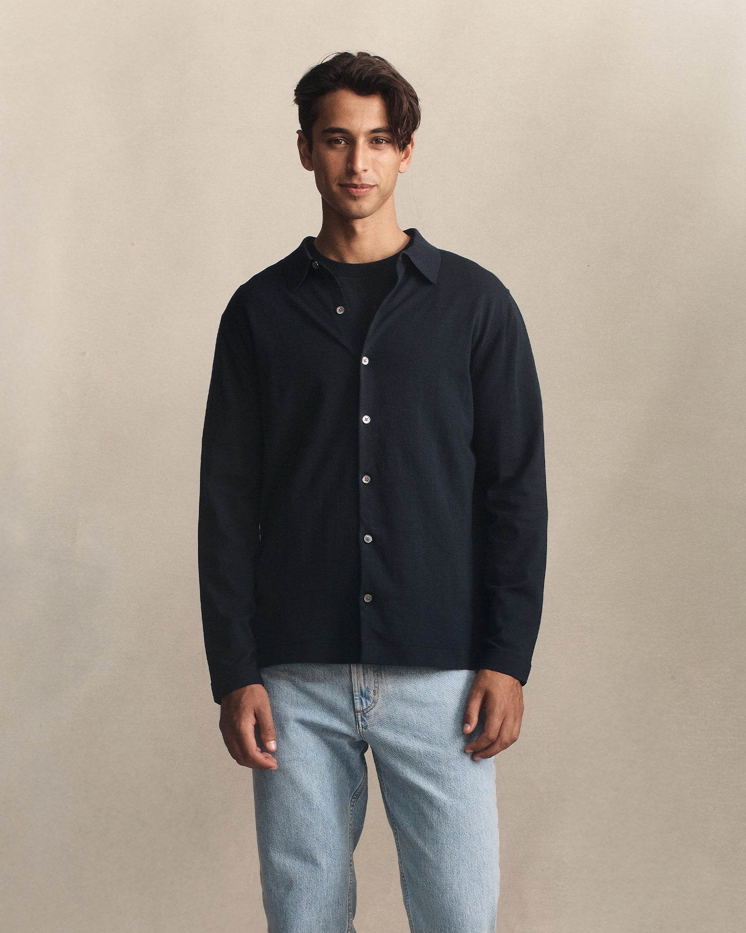 Ice Cotton Shirt  - Navy