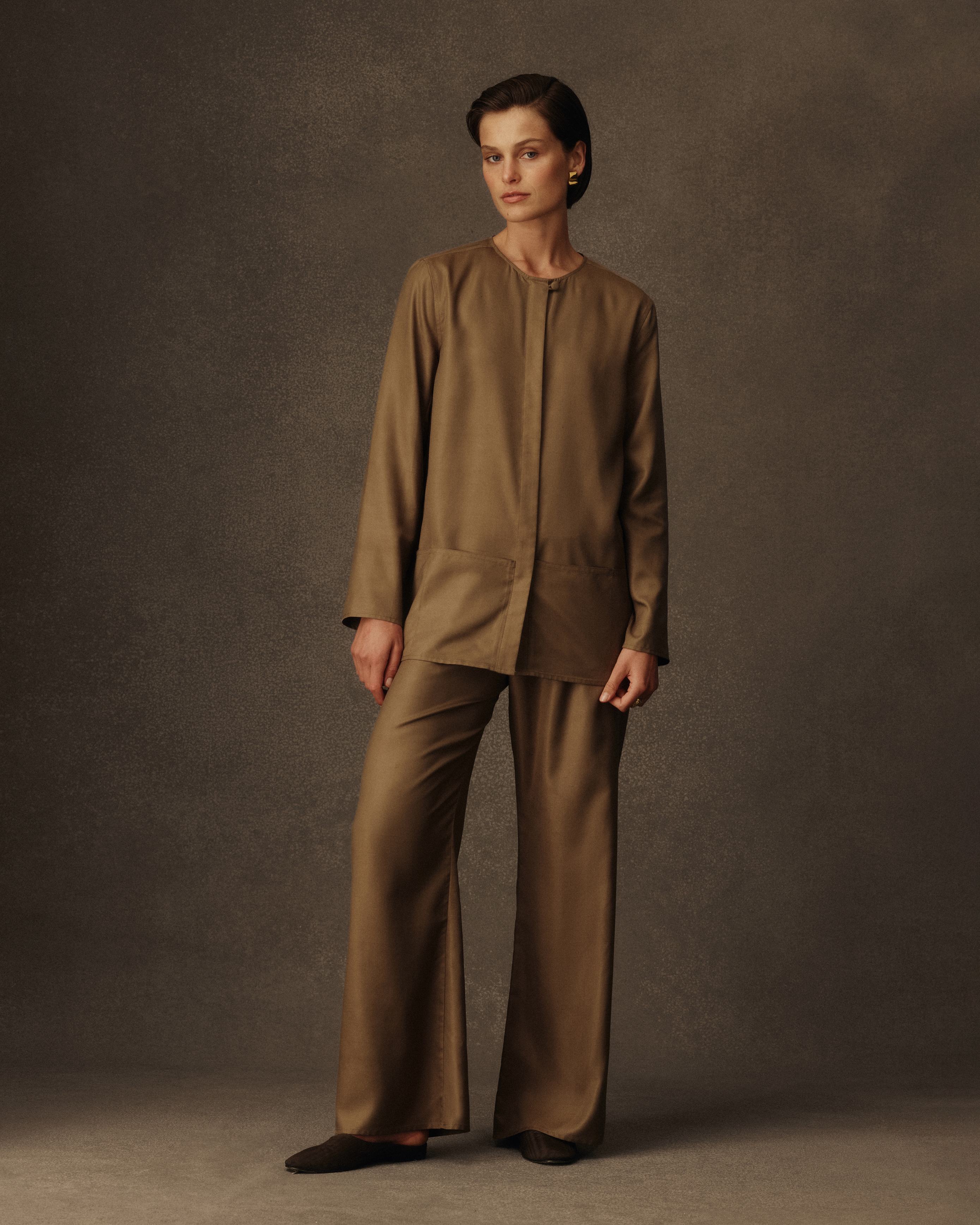Nina Blouse - Taupe Dupioni