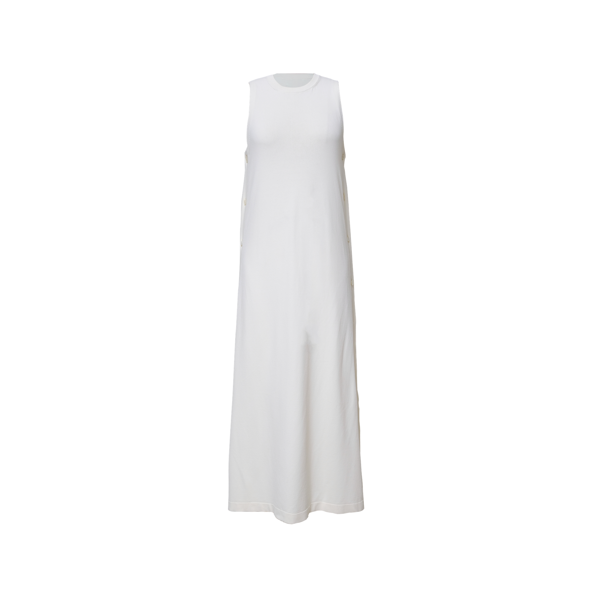 Crepe Knit Button Dress - Off White