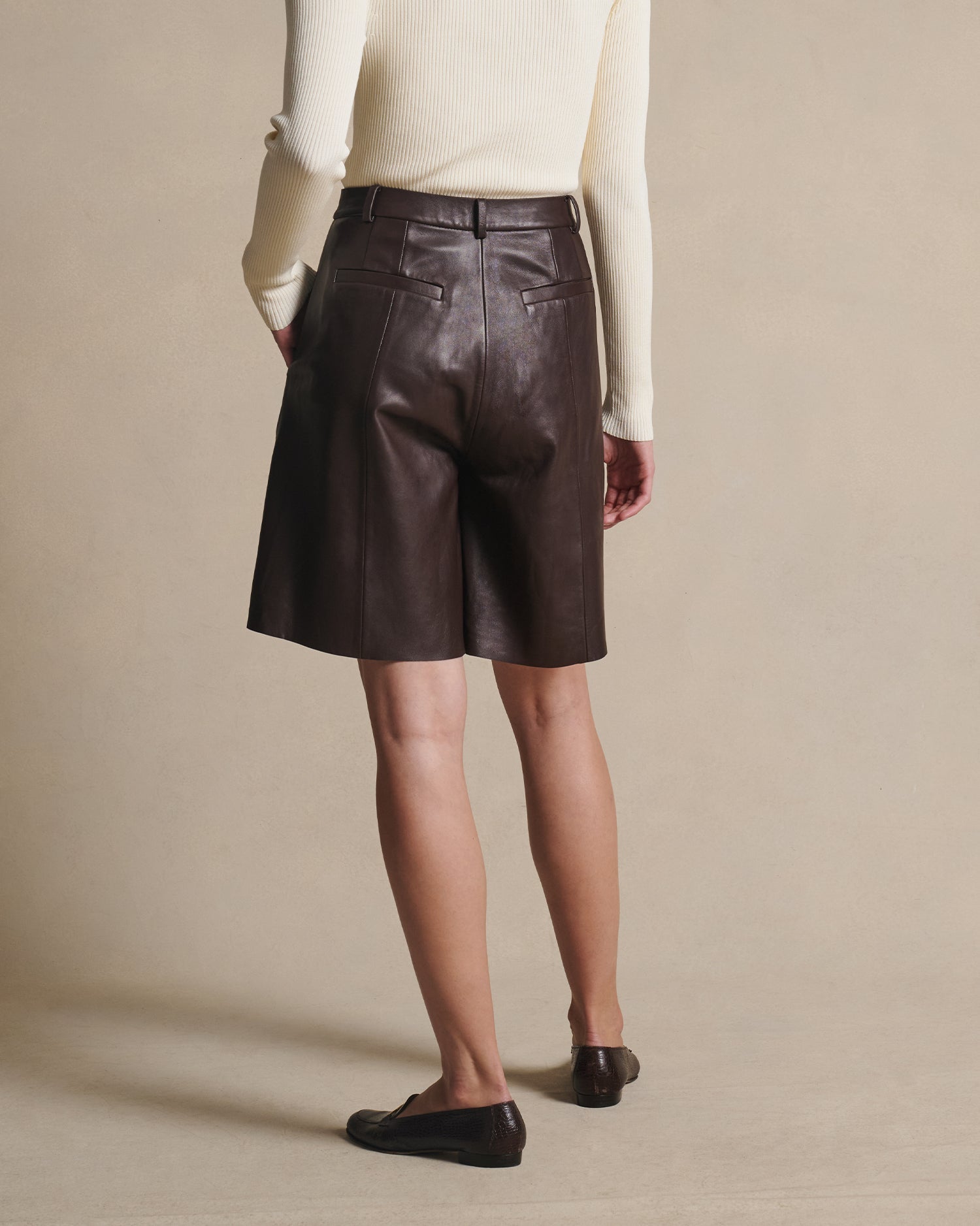 Marina Leather Shorts - Bitter Chocolate