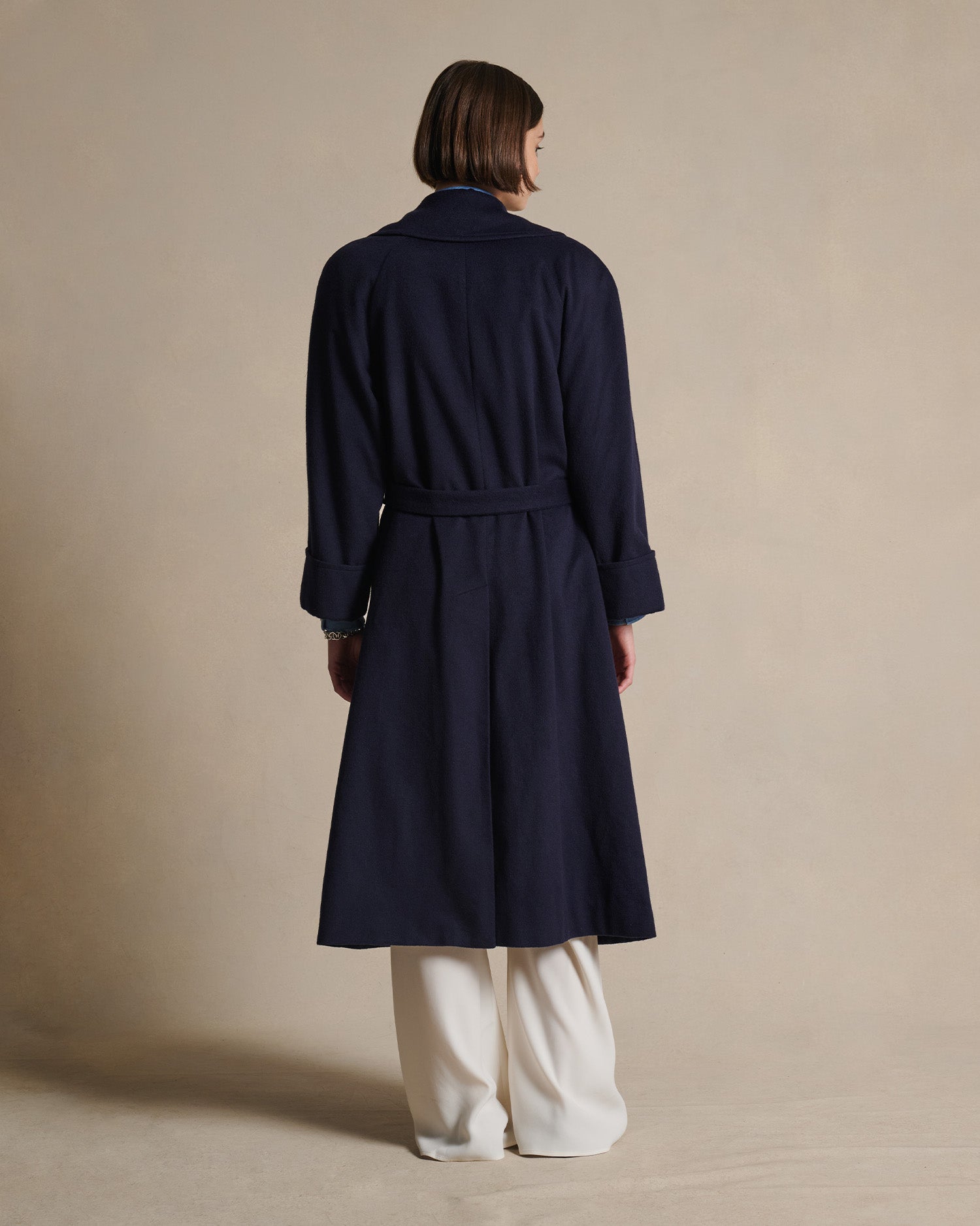 Double Breasted Raglan Overcoat - Navy | P Johnson