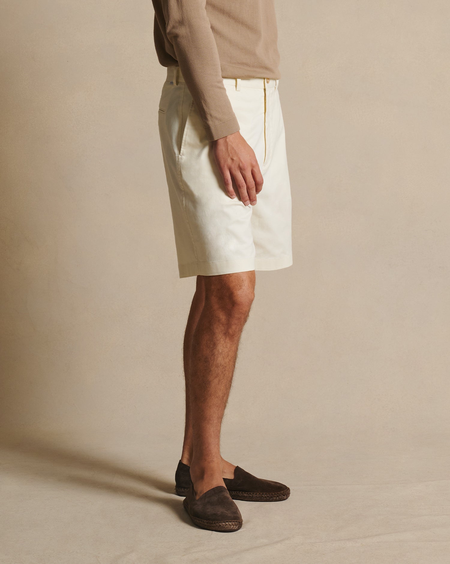 Flat Front Chino Shorts - Off White