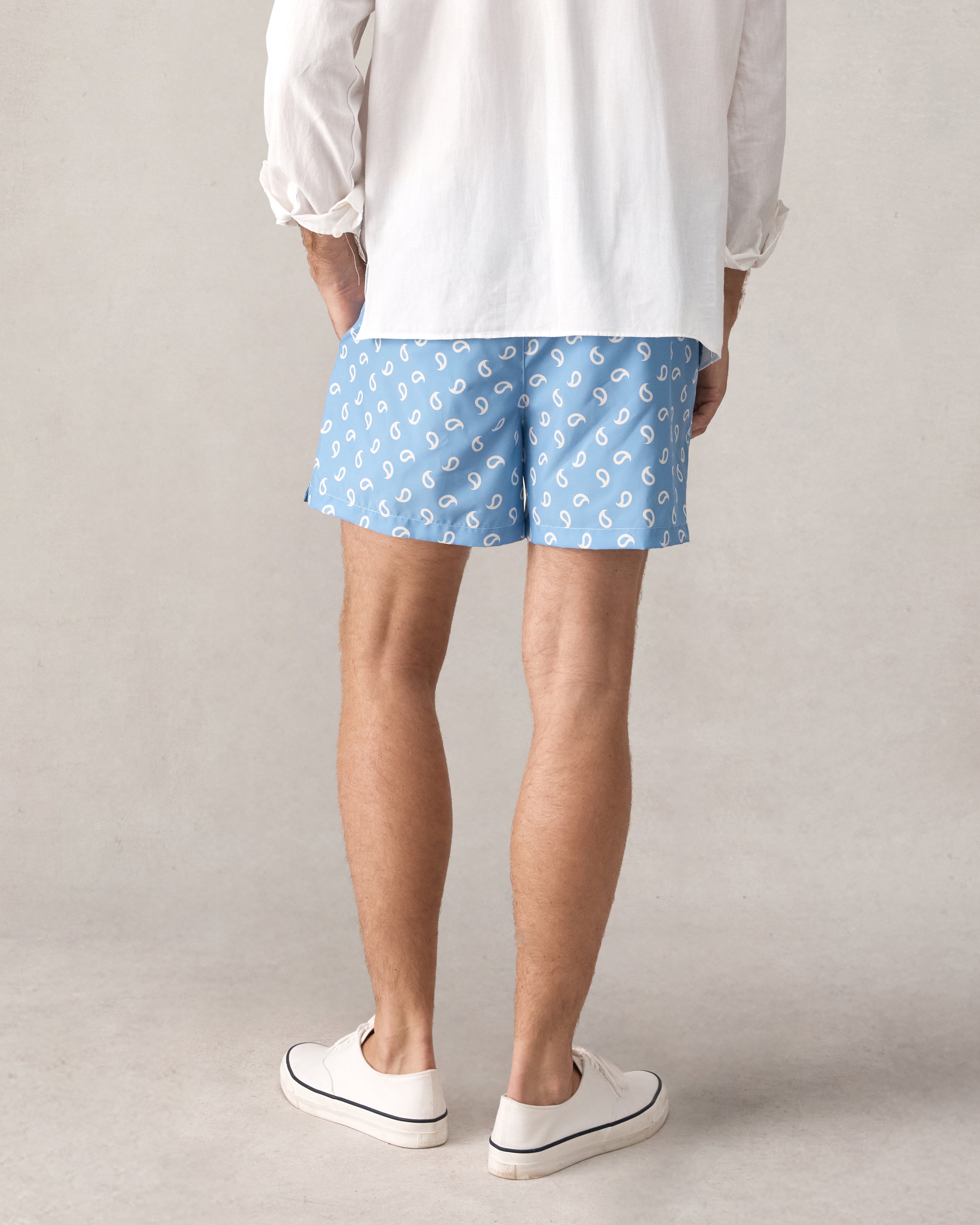 Paisley Swim Short - Cornflower