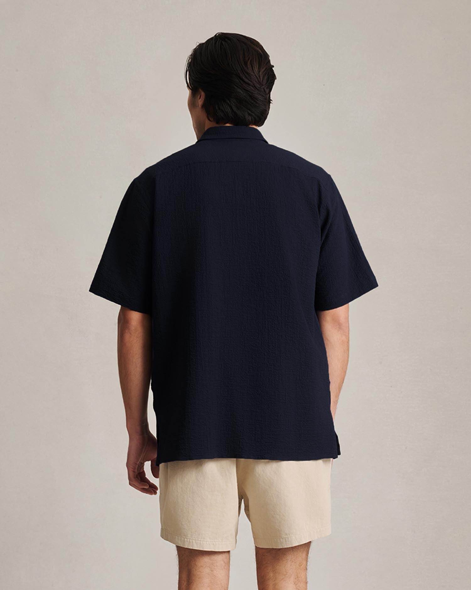 Resort Shirt I - Navy Fine Seersucker