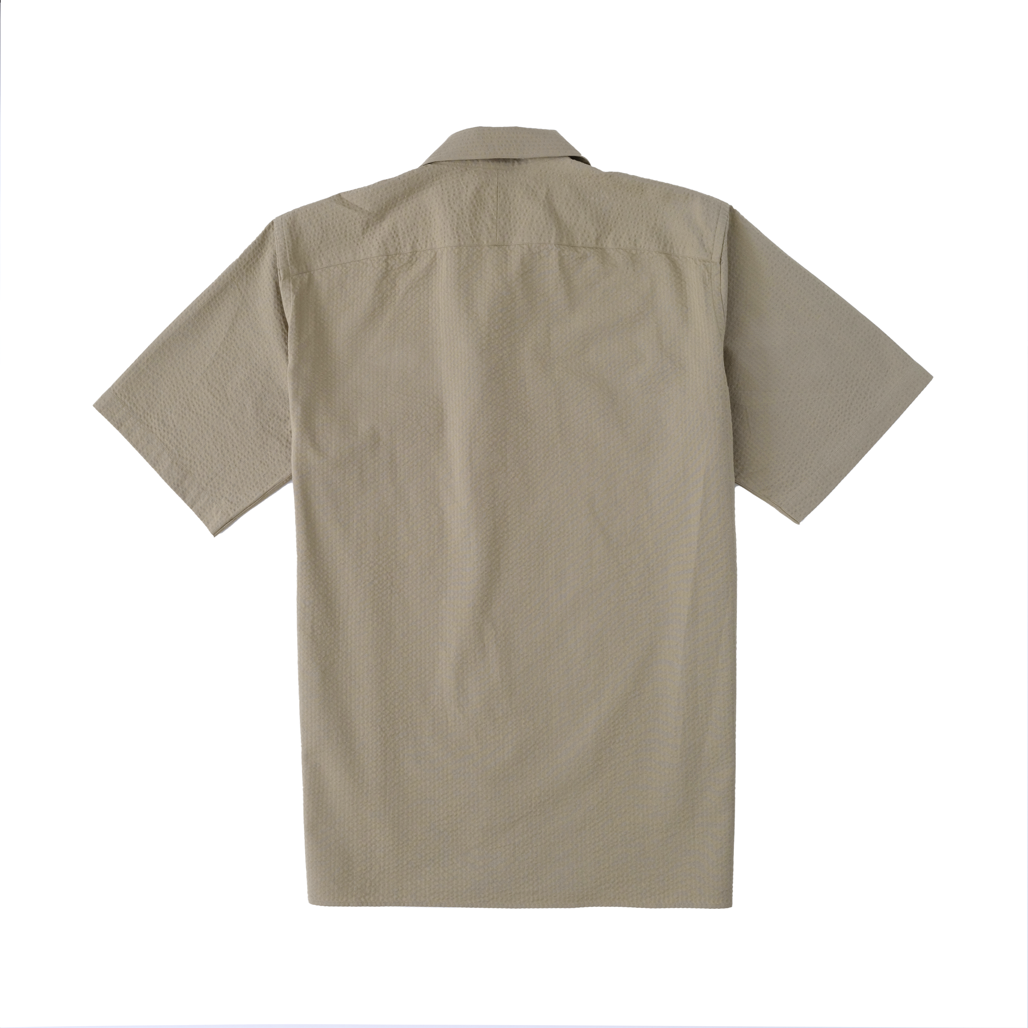 Olive Seersucker Camp Collar Shirt