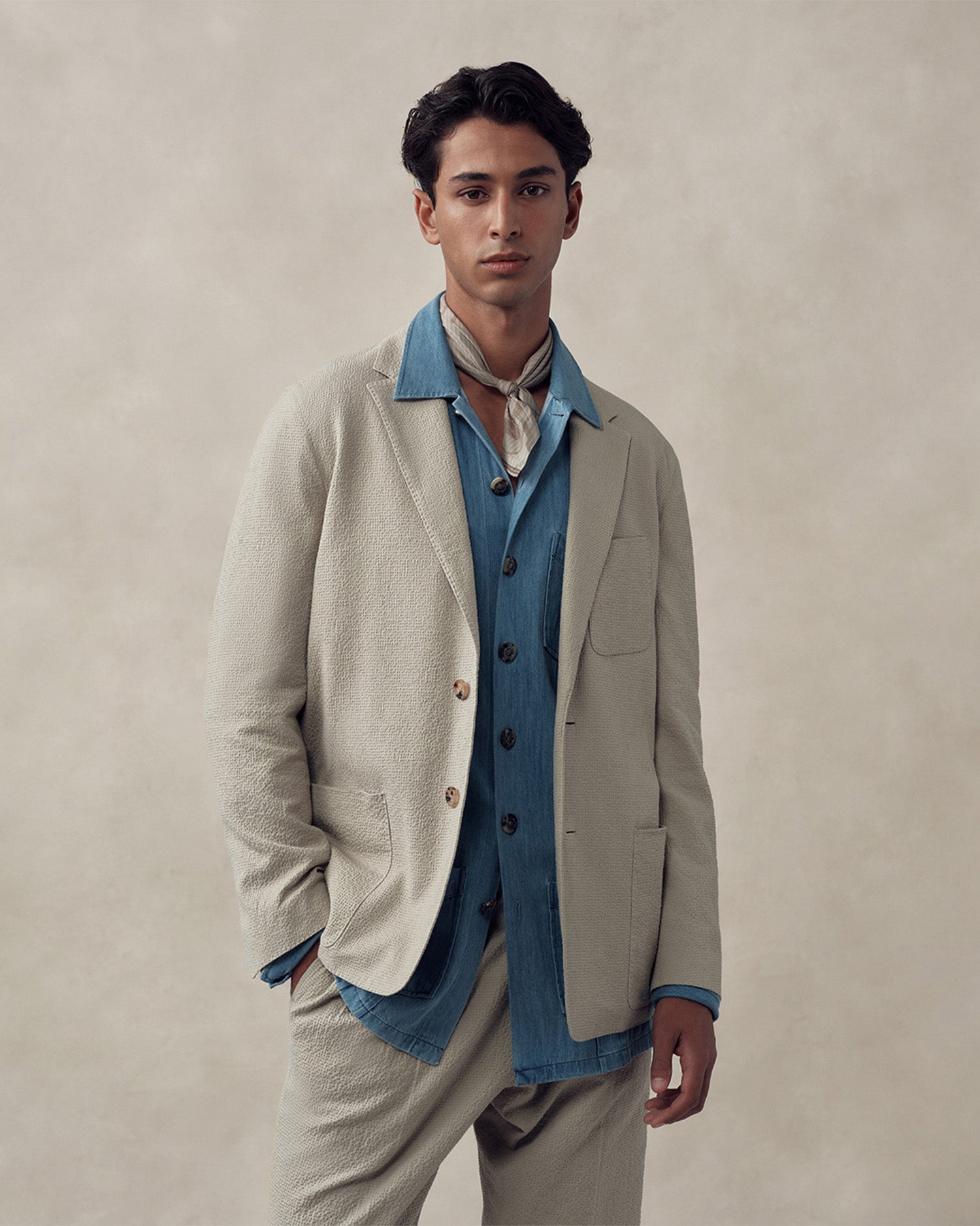 Slack Jacket - Taupe Seersucker | P Johnson