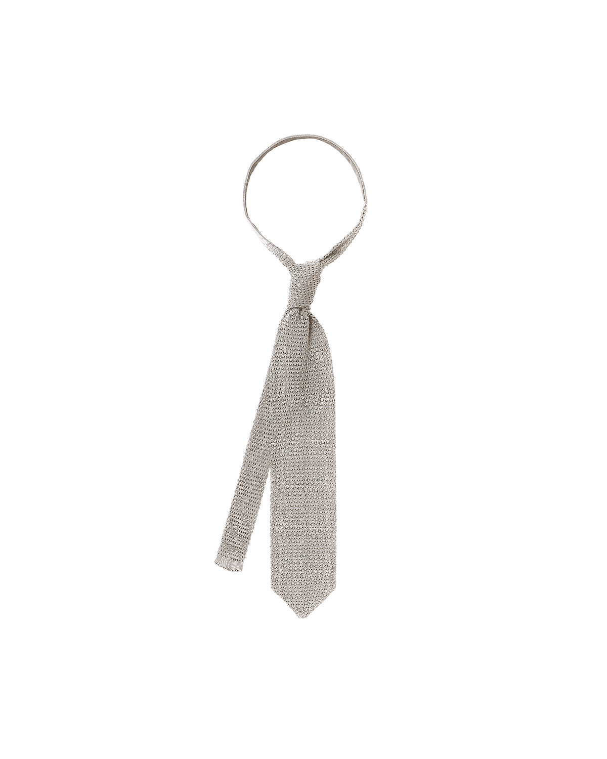 Silver Silk Knit Tie