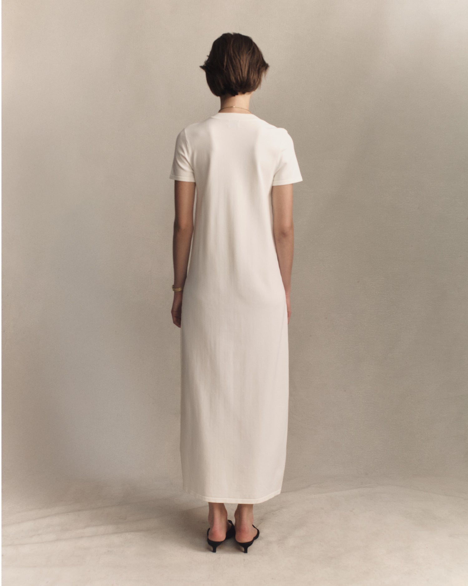 Crepe Knit Tee Dress - Off White