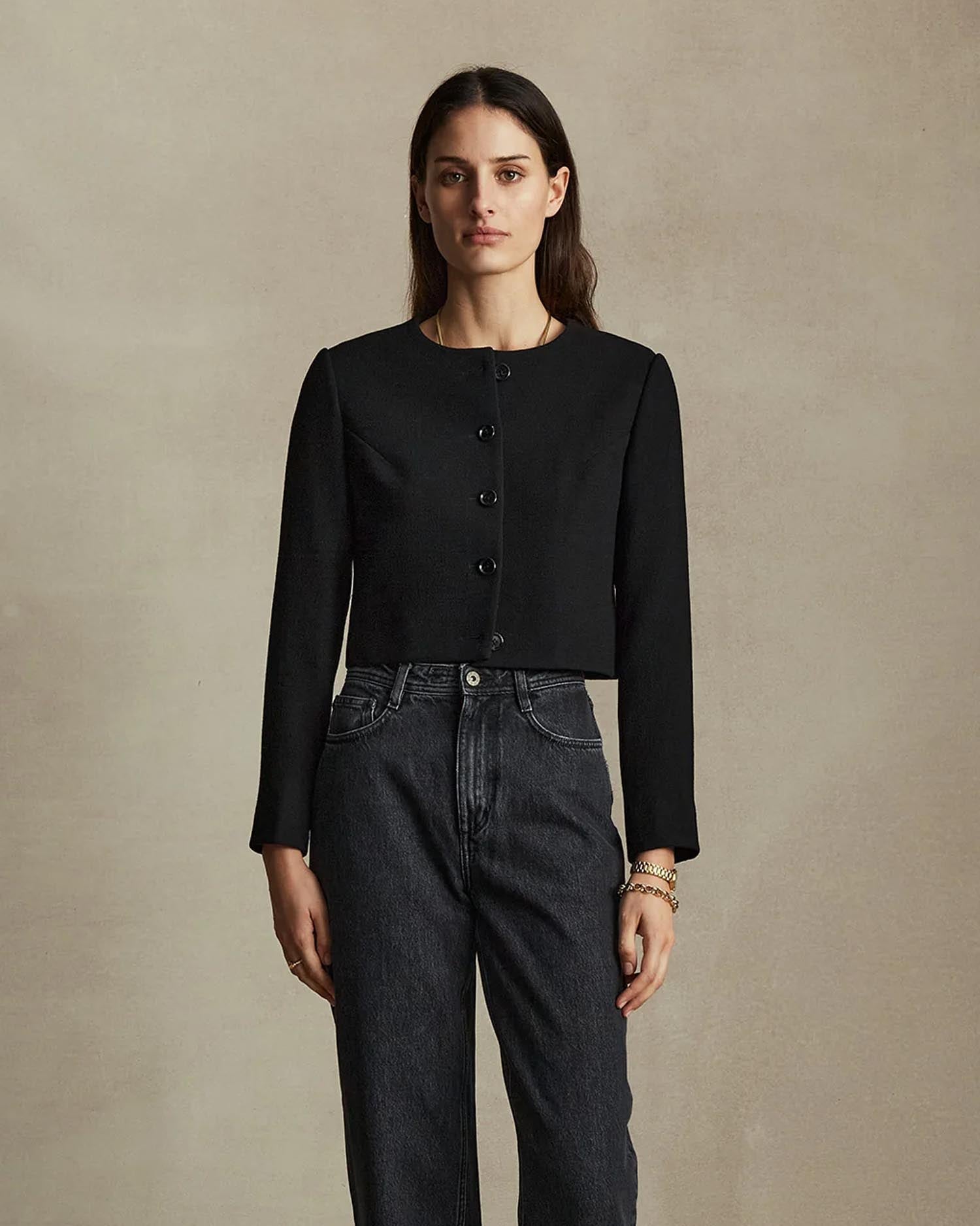 Black Crepe Corta Jacket | P Johnson