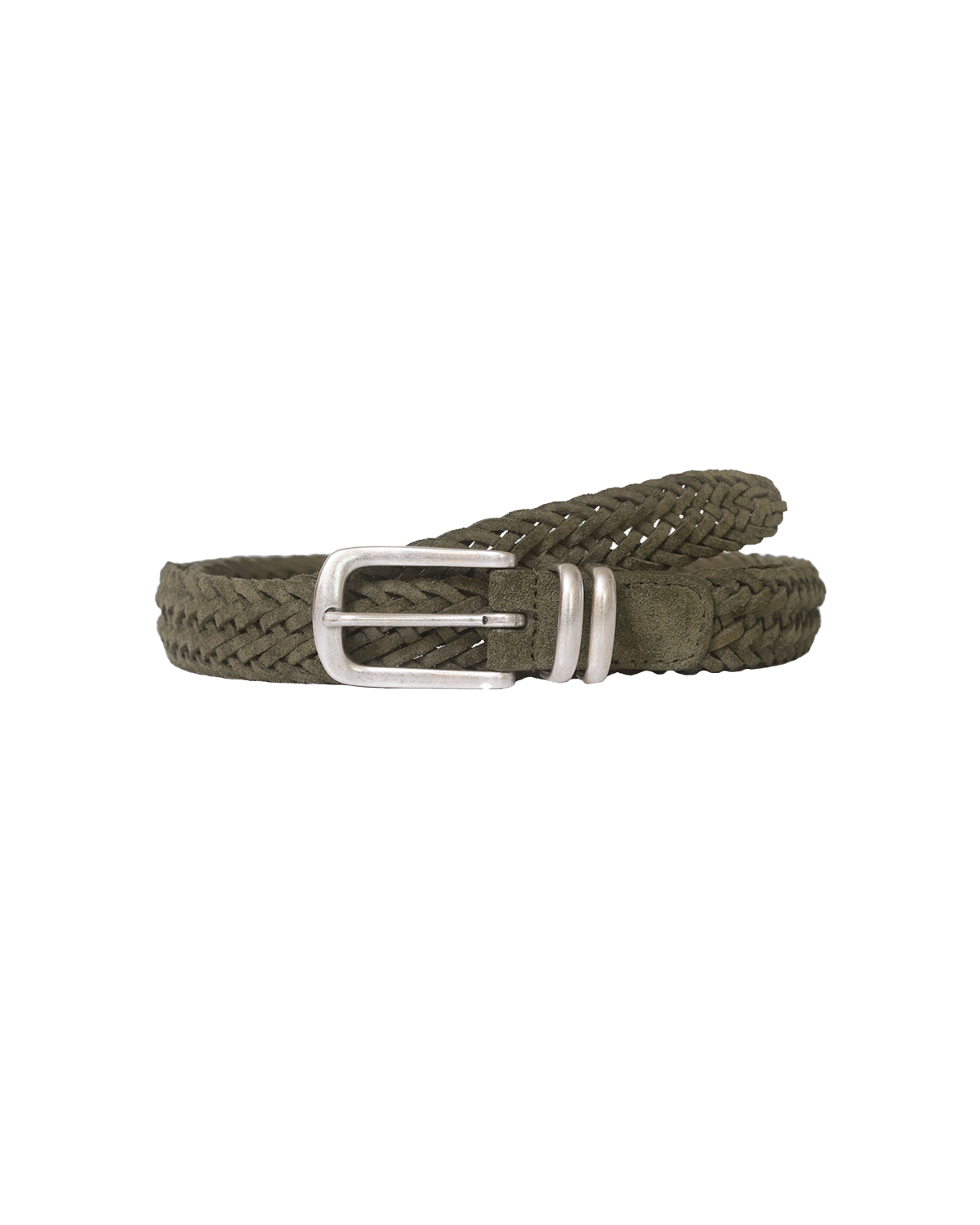 Woven Suede Belt - Olive