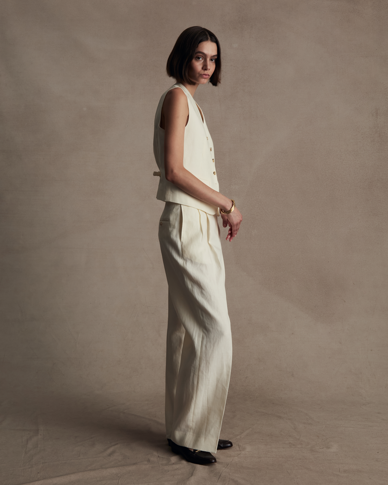 Off White Linen Waistcoat | P Johnson