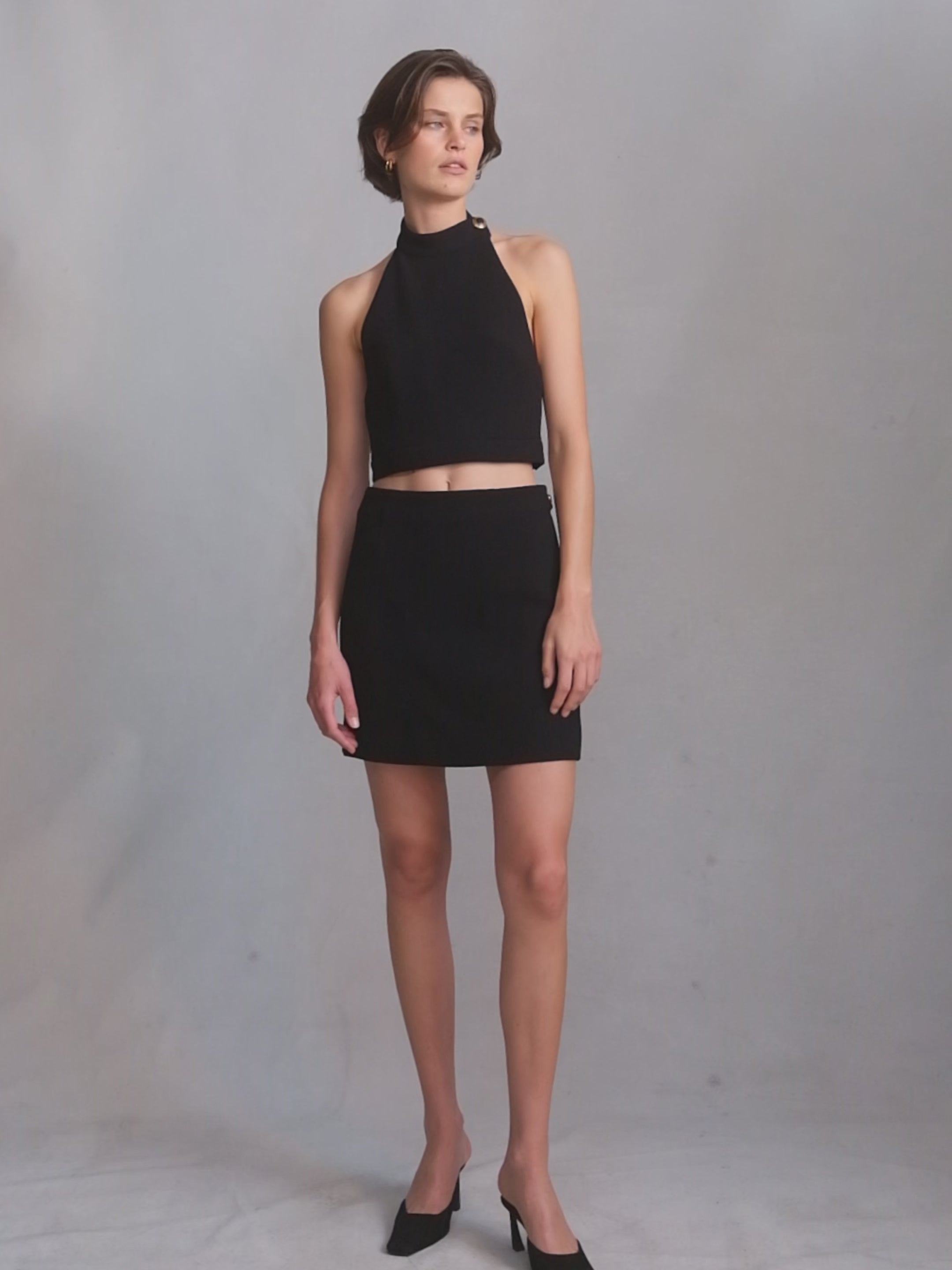 Gabrielle Crop - Black Crepe | P Johnson