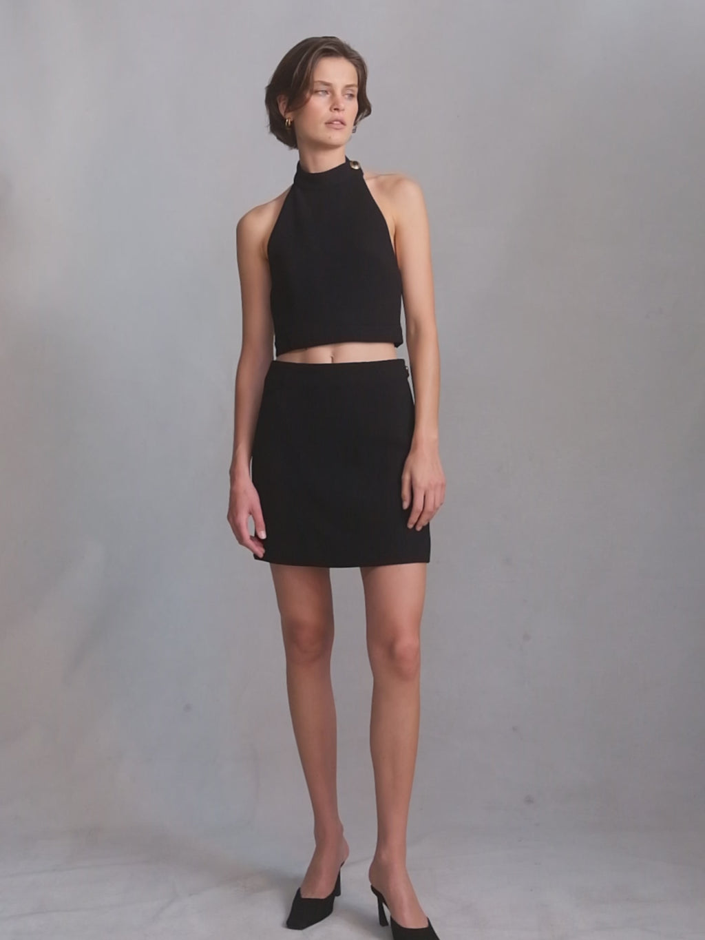 Gabrielle Crop - Black Crepe | P Johnson