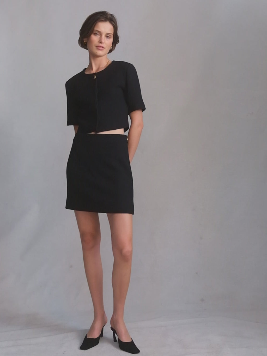 Gabrielle Skirt - Black Crepe | P Johnson