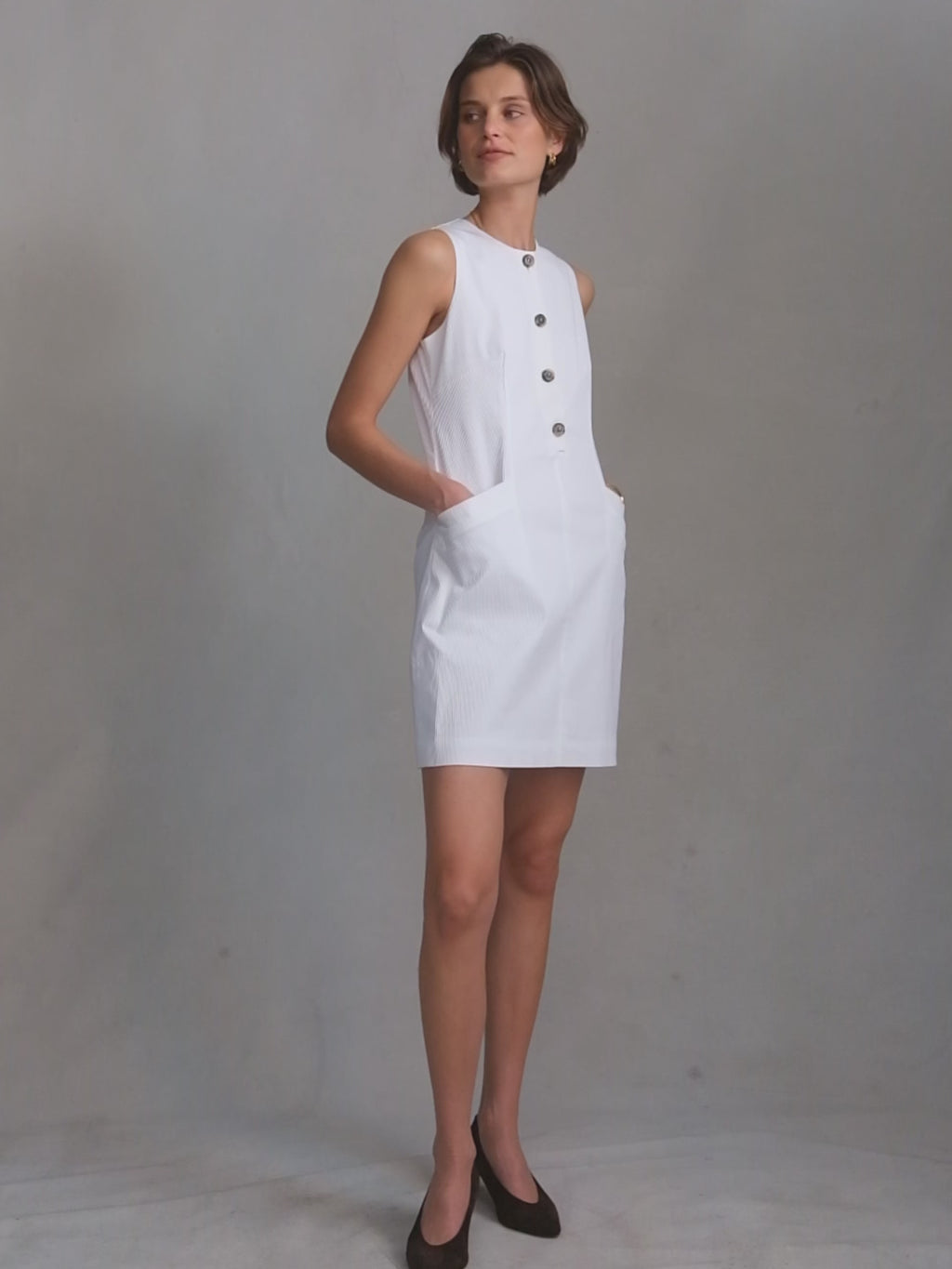 Christy Dress - White Rib | P Johnson